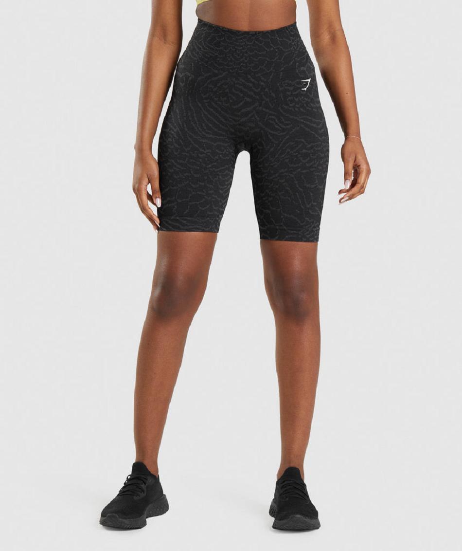 Szorty Damskie Gymshark Adapt Animal Seamless Cycling Czarne | PL 2502XYU